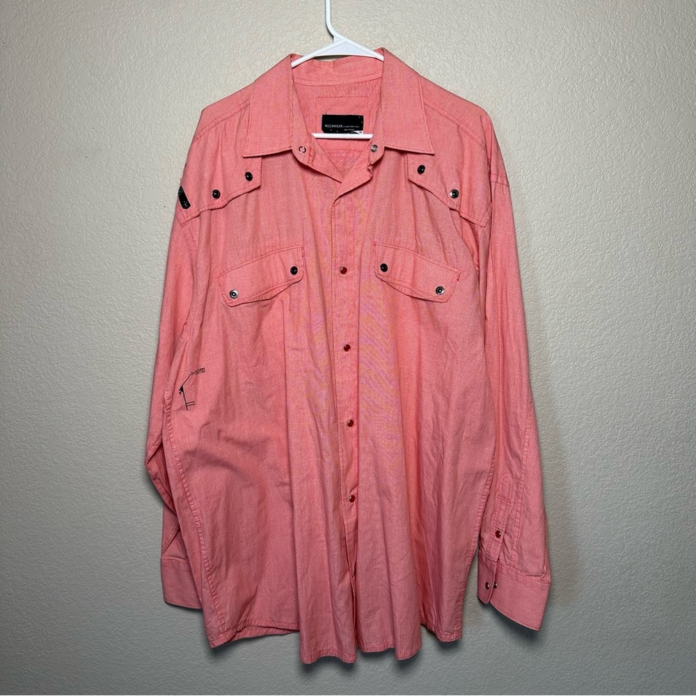 Rocawear‎ Authentic Red Gingham Check Long Sleeve Button Front Shirt 3X